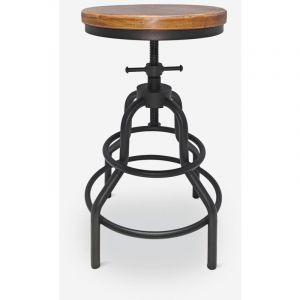 Tabouret réglable vis en bois et métal vintage industriel Vont