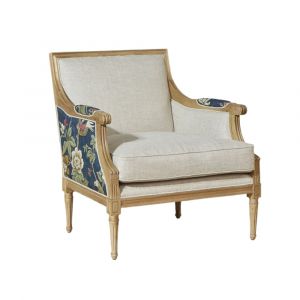 Fauteuil bergère en bois massif et tissu velours de coton fleuri