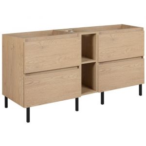 Meuble de salle de bain 140 cm (2 &times; 60 + 20) + pieds, Couleur : Ch&ecirc;ne Clair, 140 &times; 80,7 &times; 46 cm, sans plan de travail