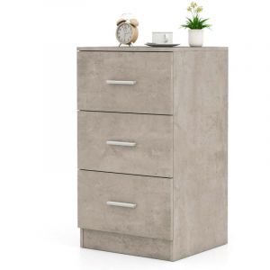 Image de Caisson de bureau avec 3 tiroirs de rangement pour documents 37 x 34 x 66,5 cm usage pratique style contemporain en bois gris