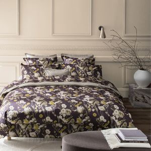 Alexandre Turpault Housse de couette en satin de coton violet 240x220