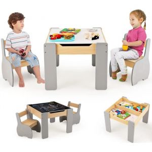 Giantex Table Enfants avec 2 Chaises et Tableau Amovible, Espace de Rangement