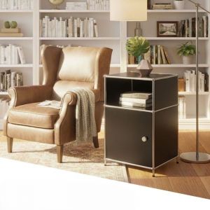 Étagère métal chromé design épuré, Concept Epuré MK-040, 40 × 40 × 65 cm, Noir