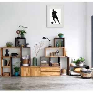 Shot Cadre Photo Football 30x40cm avec P e Partout Tableau Bois Verre (BLANC)