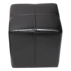 Mendler Pouf dé, tabouret Onex, cuir, 36x36x36cm, noir