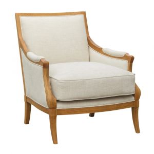 Fauteuil en chêne et tissu côtelé beige
