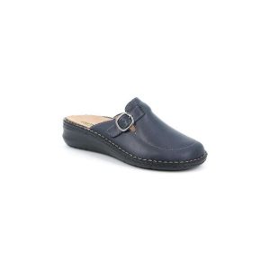 GRÜNLAND Femme DAMI Chausson Confort fermé véritable, intérieure Amovible en liège et Cuir, Semelle Conforma et Coutures Faites Main, Bleu, 36 EU