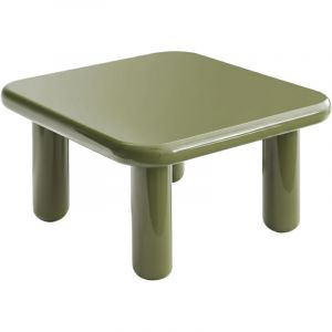 Oviala Table basse carr&eacute;e 75 cm en MDF effet laqu&eacute; vert olive