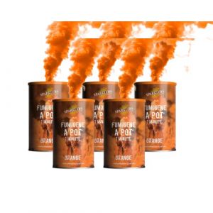 Lot de 5 Fumigènes en Pot 1 MINUTE couleur Orange - Allumage à mèche, durée 60 secondes,