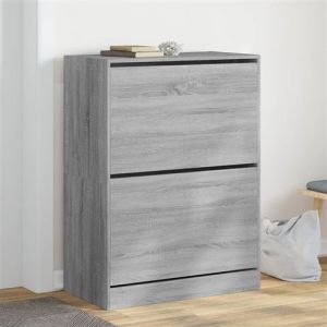 VidaXL Armoire à chaussures 2 tiroirs rabattables sonoma gris