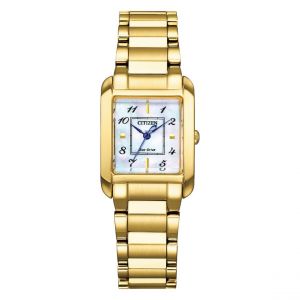 Citizen Montre Femme Ladies Square Ew5602­81D - Bracelet Acier Doré