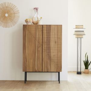 Bois Dessus Bois Dessous Armoire 2 portes 2 étagères en teck et métal