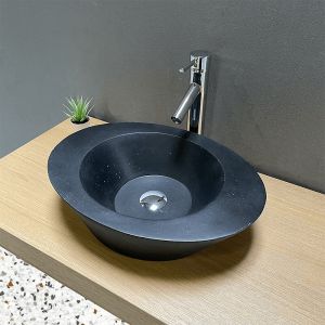 Vasque à poser ovale 50 cm noir en Terrazzo - Bornéo