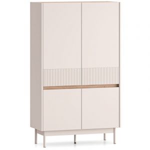 Armoire basse 4 portes Connie Cachemire et Bois
