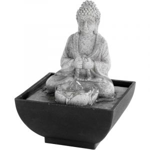 Lumineo Fontaine int?rieure en polyr?sine Bouddha assis gris - Gris