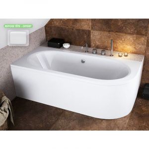Baignoire d'angle 180 x 80 cm - avec tablier blanc et repose tête offert AVITA - Gauche