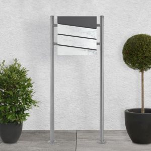 Boîte aux lettres sur pieds boîte postale marbre anthracite avec support argent