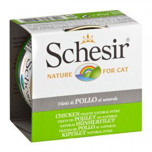Schesir Nourriture Humide pour Chats Filets de Poulet au Naturel dans son Eau de Cuisson
