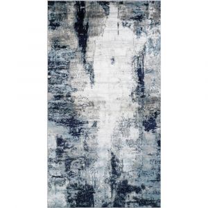 Livabliss Helsinki Tapis Moderne Abstrait - Tapis Salon, Salle à Manger, Chambre Adulte et Ado, Cuisine - Design Marbre Moucheté Multicolore, Poil Ras Doux 80x150 cm - Bleu, Blanc, Gris