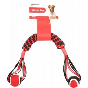 Image de Bâton tissé Movas avec balle de tennis 55 cm jouet pour chien Flamingo Pet Products FL 521061