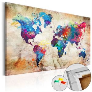 Artgeist Tableau en liège - World Map: Urban Style [Cork Map] 90x60