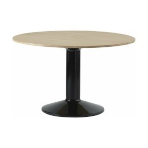 Muuto Table à manger ronde en chêne massif huilé et piètement noir 120 cm Midst