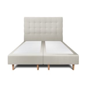 Lit avec tête de lit capitonnee velours et sommier Taupe 2x90x200