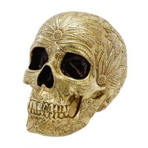 Chaks Décoration résine tête de mort baroque 25cm or 13042
