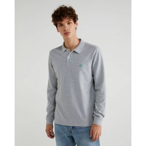 Benetton Polo À Manches Longues, taille L, Gris, Homme
