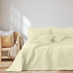 AmeliaHome Ophelia Couvre-lit Double Face matelassé en Polyester Crème 170 x 210 cm