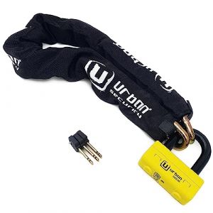 URBAN UR74100 Bloque Disque Mini U Chaine Moto Antivol Haute Sécurité Homologuée SRA, 100cm Complètement Testée +Visible, Antivol Multifonction Haute Sécurité pour Disc Frein, Ancrage, Moto, Parking