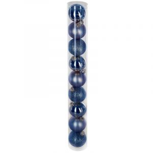 Kit de 9 boules de Noël 60 mm Bleu nuit