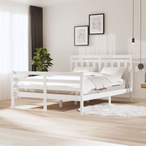 VidaXL Cadre de lit Blanc Bois massif 160x200 cm