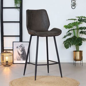 Barrel Tabouret De Bar Industriel Gris Eco-cuir