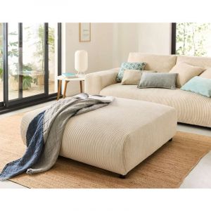 Garance - grand pouf modulable - en velours c&ocirc;tel&eacute; - Beige