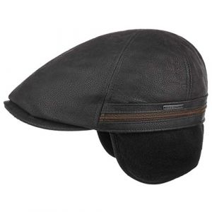 Stetson Casquette Redding Earflap Cap Homme - en Cuir Gatsby Protege Cou avec Visiere, Oreillettes, Doublure Automne-Hiver - S