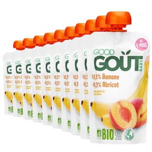 Image de Good Goût BIO - Purée de Fruits Banane Abricot Dès 4 Mois - Pack de 10