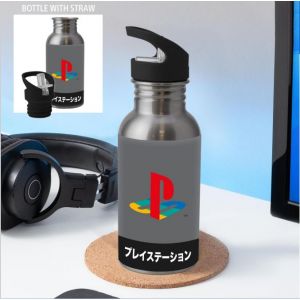 Image de Paladone Playstation - Ps Héritage - Bouteille D'eau En Métal Avec Paille