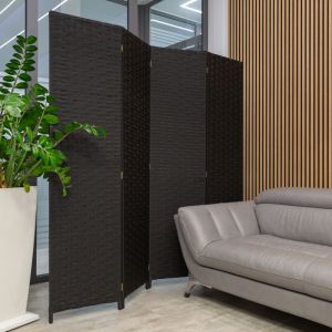 HEXIM Paravent Séparation de pièce Cloison de séparation visuelle en bois/PP 4 pièces 180x180cm: schwarz (de), 1 Stück (de)