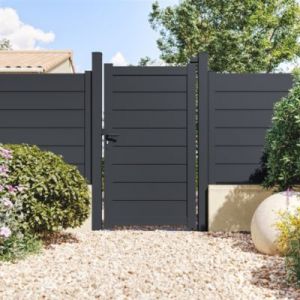 Autourduportail - Portillon pr&ecirc;t &agrave; poser ily Gris 7016 L106 cm x 177cm en aluminium belty