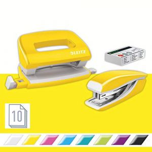 Image de Leitz Kit mini agrafeuse et perforateur Nexxt WOW, jaune