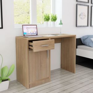 VidaXL Bureau avec tiroir et placard 100 x 40 x 73 cm Chêne