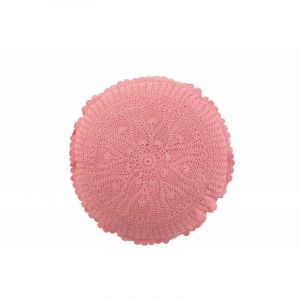 Coussin Rond Déco "Dentelle" 40cm Rose Prix