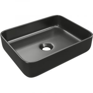 Vasque à poser rectangle en céramique - Noir mat - 50 x 39 cm - JUNIKO II