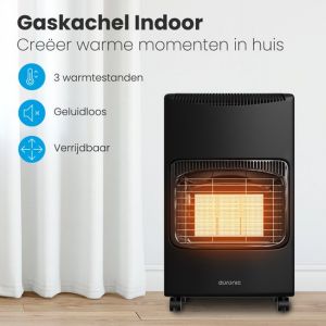 Auronic Mobile Gas Heater - with Wheels - up to 60 m² - 4100W Gas Heater - Includes Gas Pressure Regulator and Gas Hose - Black