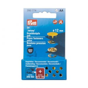 Prym 390774 Boutons-pression en jersey 12 mm Compatible avec Vario Creative Tool Jaune