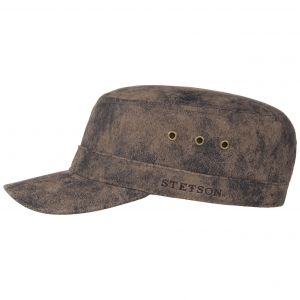 Stetson Casquette Raymore Pigskin Army Homme | d´ete en Cuir Boucle Metal, avec Visiere Printemps-ete | Taille Unique Marron Fonce