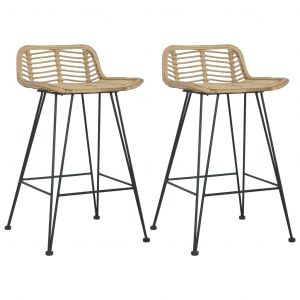 VidaXL Chaises de bar 2 pcs Rotin Naturel