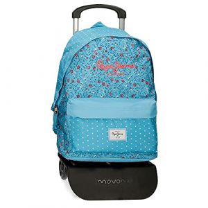 Image de Pepe Jeans Ava Sac à dos scolaire avec chariot Bleu 32 x 42 x 15 cm Polyester 23,52 L