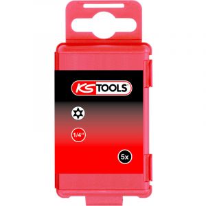 KS Tools 1/4" Embout de vissage Torx perc&eacute;, 75mm, TB7, pack de 5